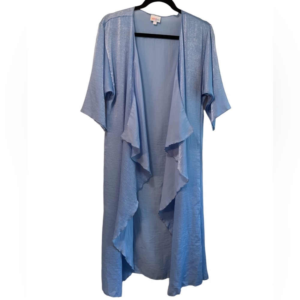 LuLaRoe “Shirley” kimono, powder blue, waterfall front,‎ size small